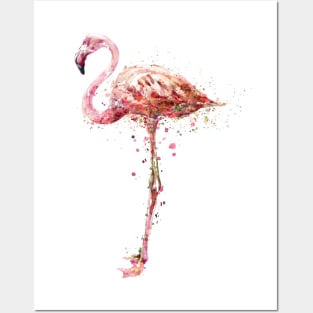 Watercolor American Flamingo Posters and Art